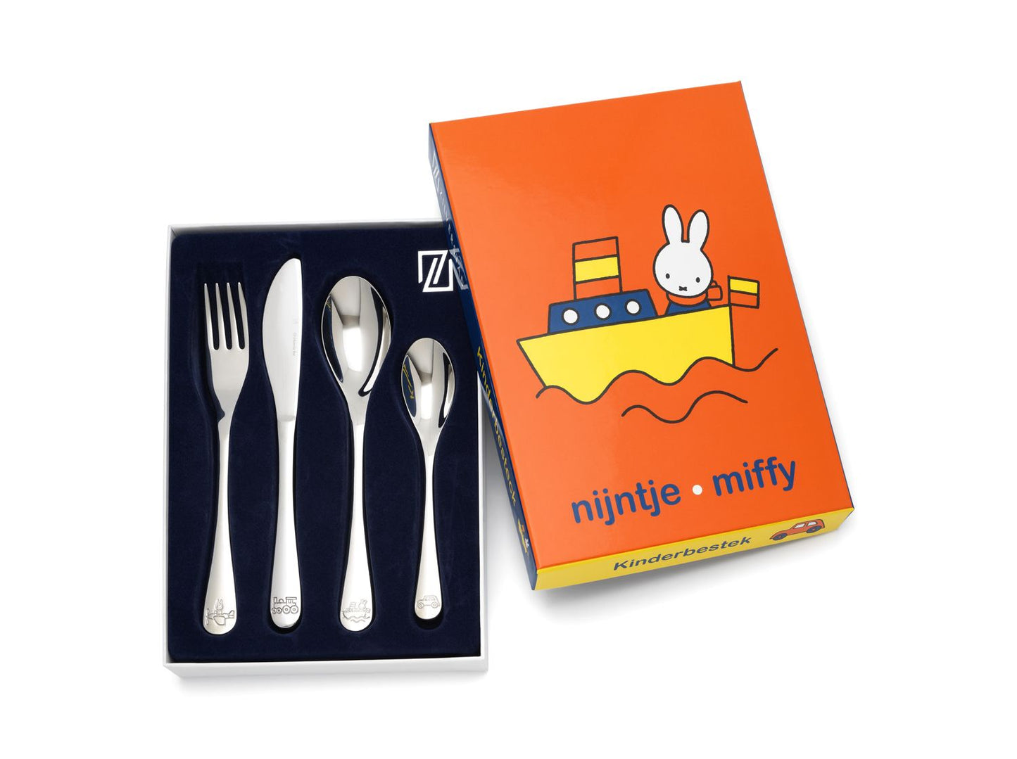 Cubiertos infantiles vehículos miffy, 4 piezas, acero inoxidable