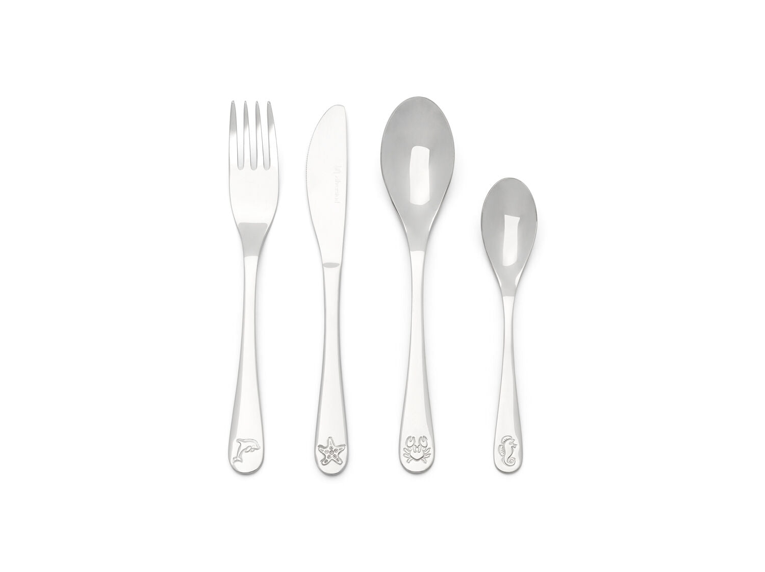 Children's cutlery Sea creatures, 4-piece, stainless steel