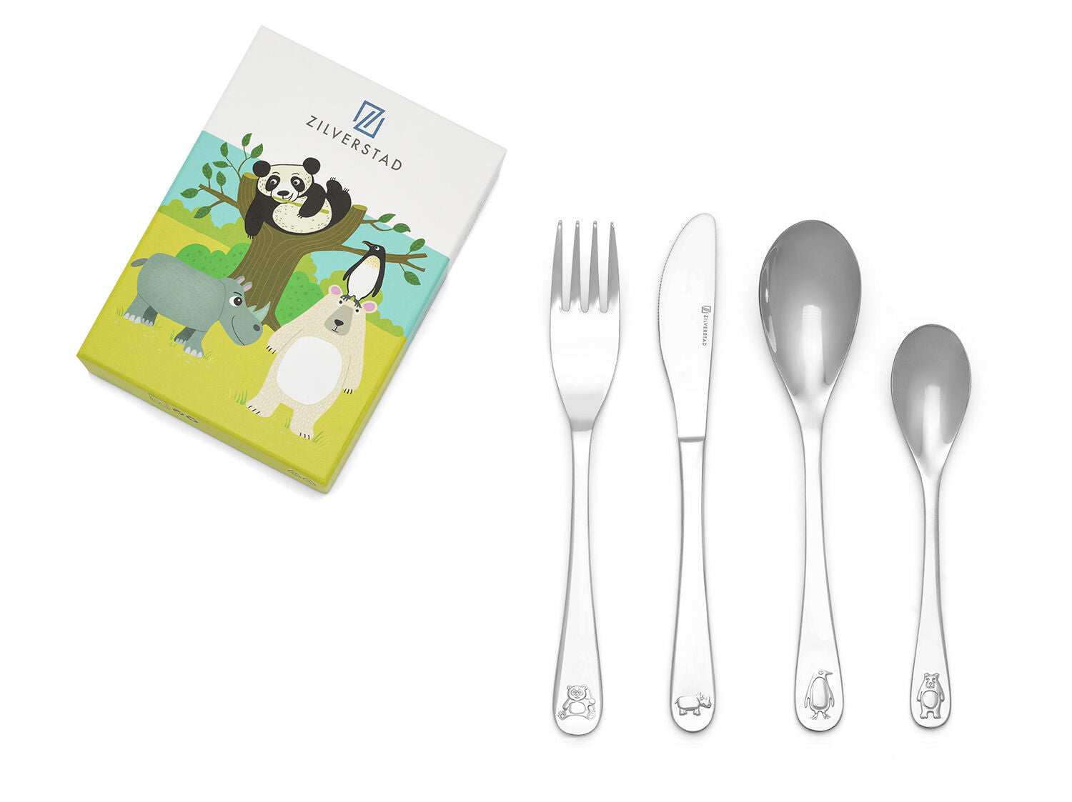 Cubiertos infantiles Wildlife, 4 piezas, acero inoxidable