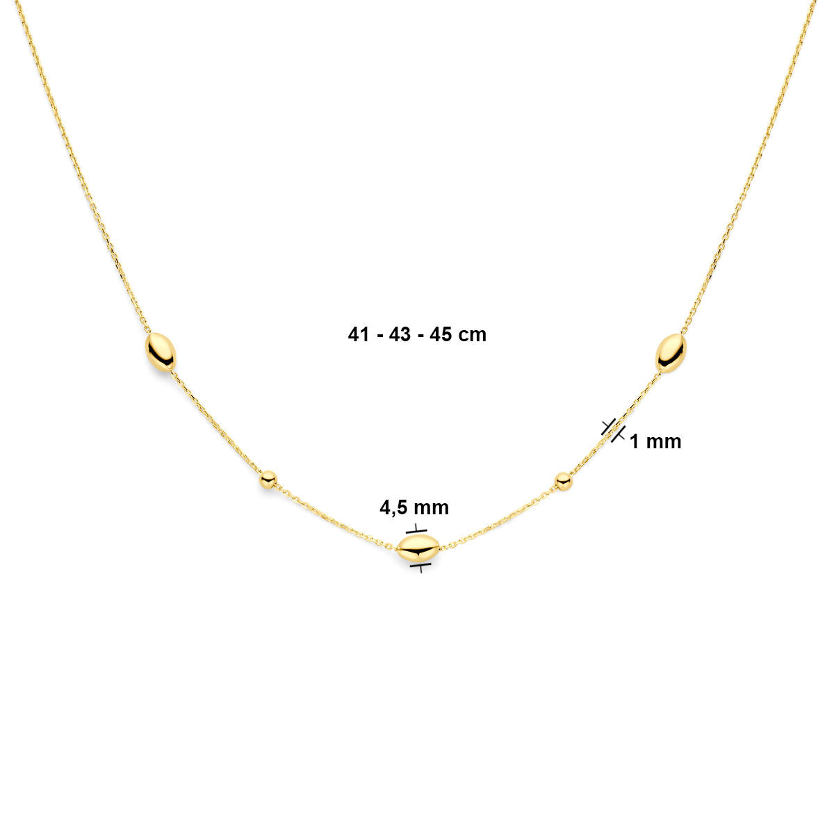 Collar óvalos y bolitas 41 - 43 - 45 cm - 40.30914 