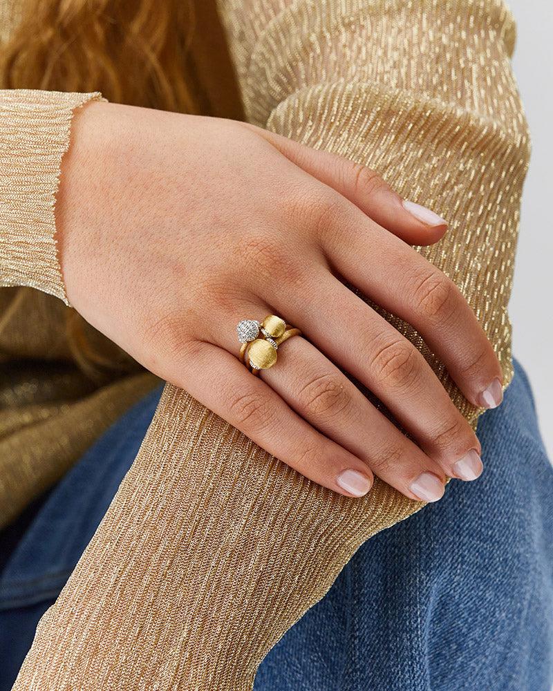 "Élite" gouden ring met boule en diamanten accenten (medium)