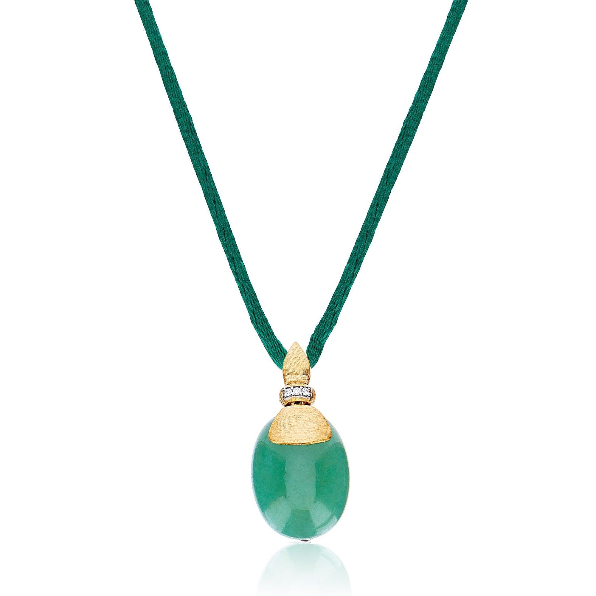 AMAZONIA "AMULETS" GOLD, DIAMONDS AND GREEN AVENTURINE PENDANT (LARGE)