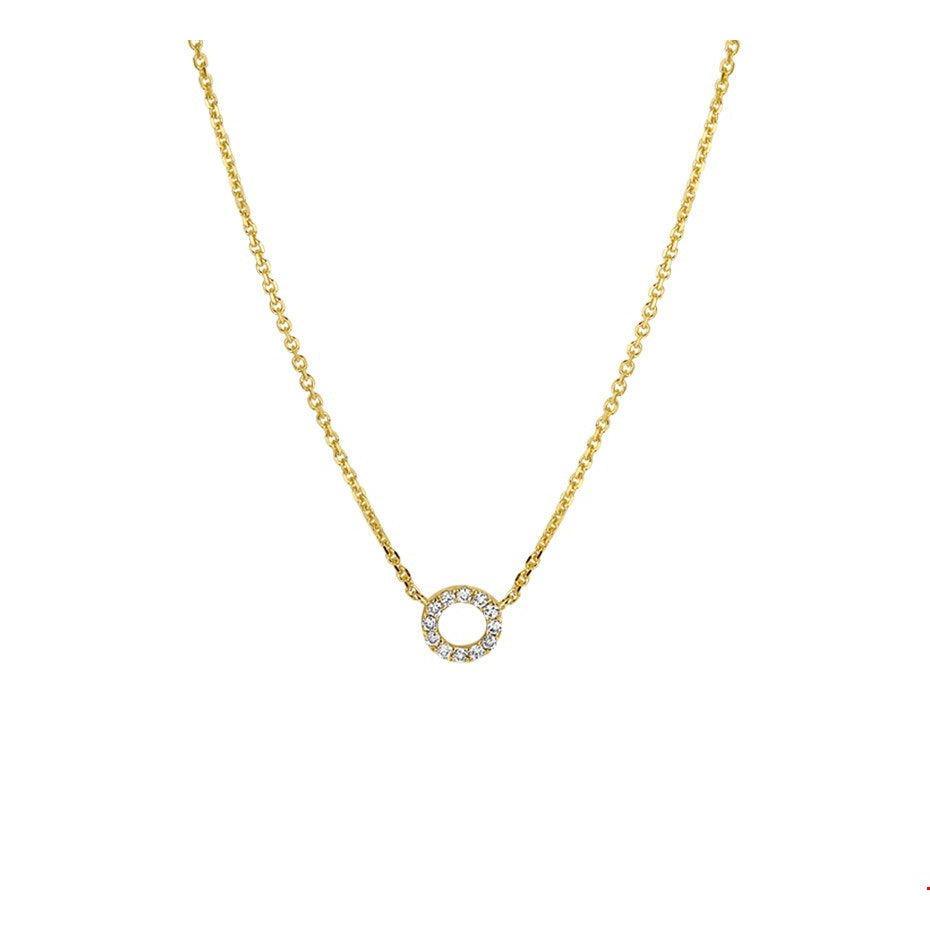 Elegante 14kt Gouden Diamanten Collier met 0,05ct Briljantgeslepen Diamant - Brunott Juwelier