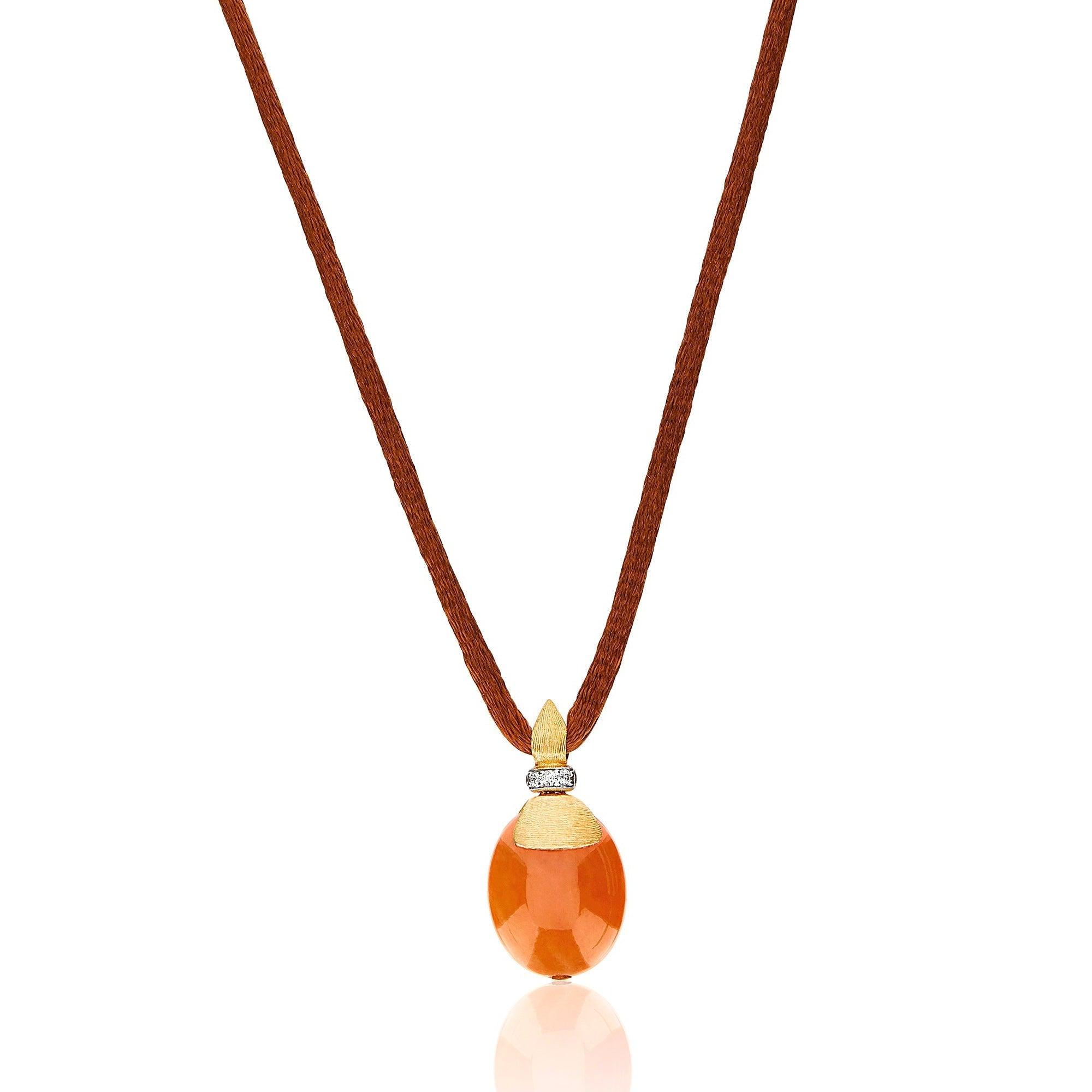 PETRA "AMULETS" GOLD, DIAMONDS AND ORANGE AVENTURINE PENDANT (MEDIUM)