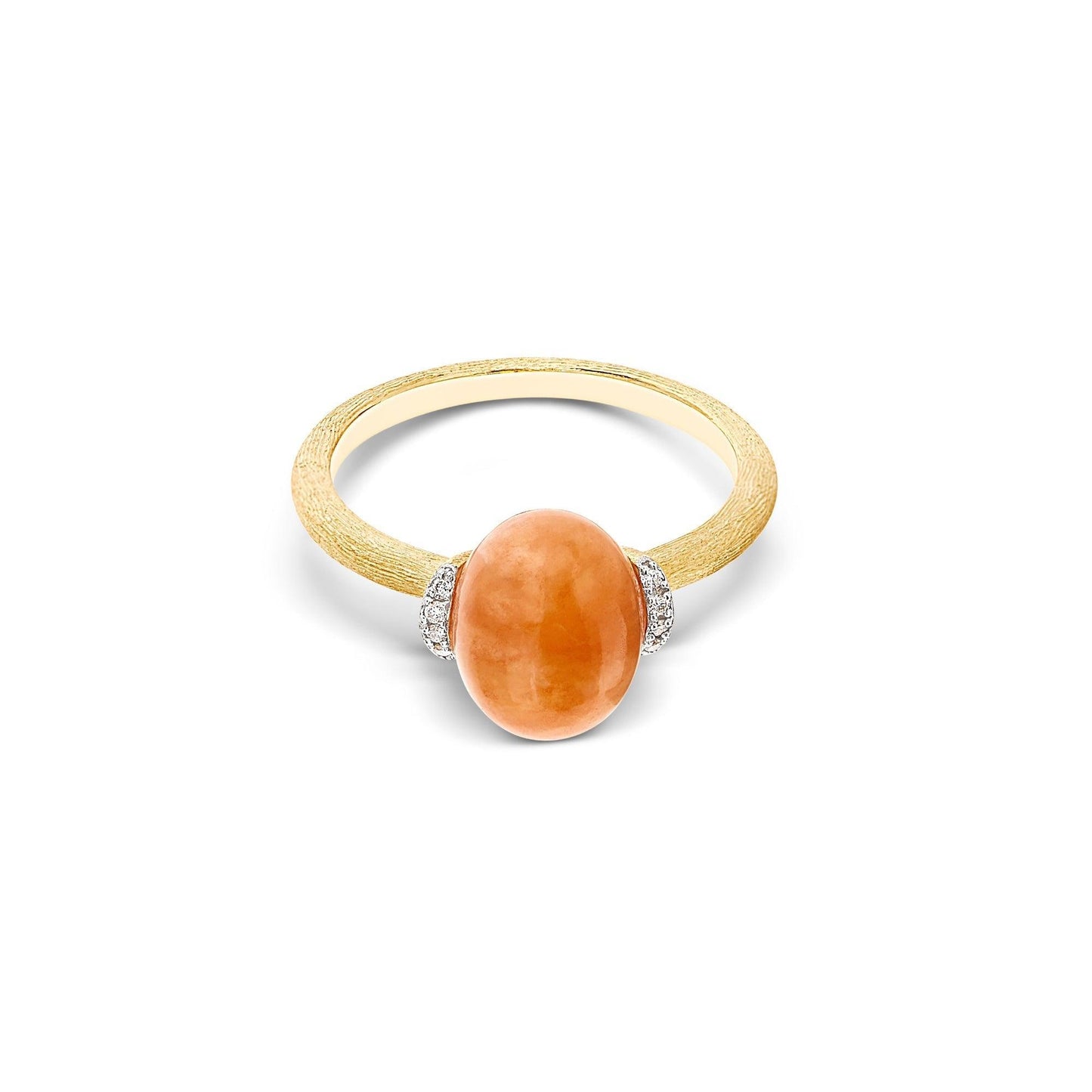 PETRA "AMULETS" GOLD, DIAMONDS AND ORANGE AVENTURINE RING (SMALL)