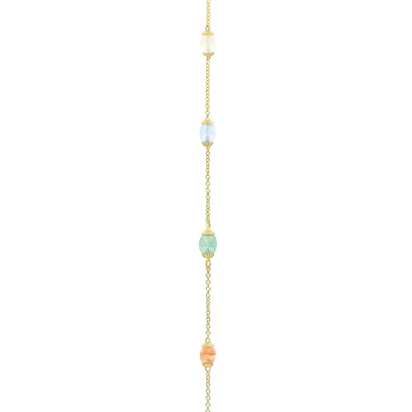 RAINBOW "AMULETS" GOLD AND NATURAL STONES CONVERTIBLE NECKLACE (LARGE)