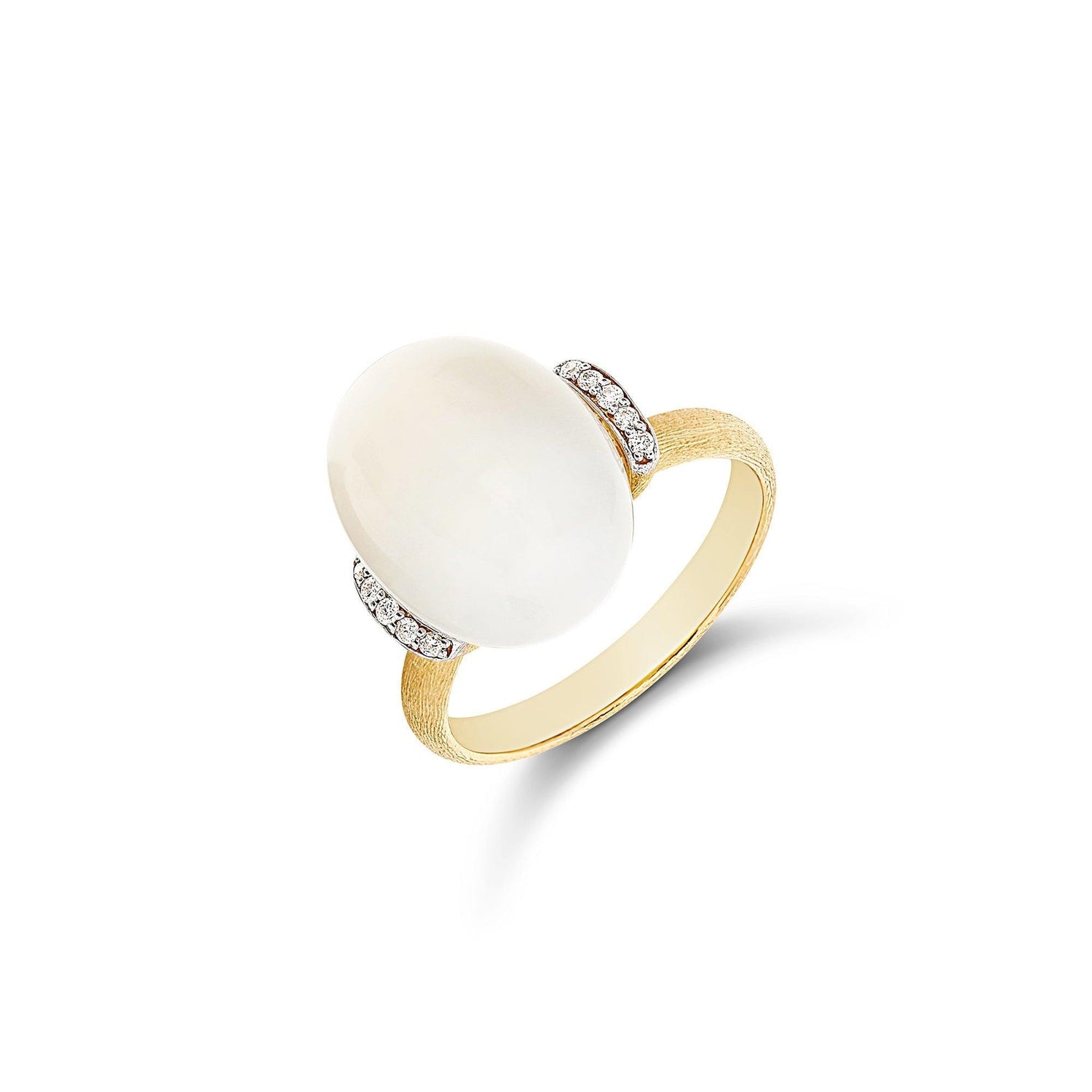 WHITE DESERT "AMULETS" GOLD, DIAMONDS AND MOONSTONE RING (LARGE)